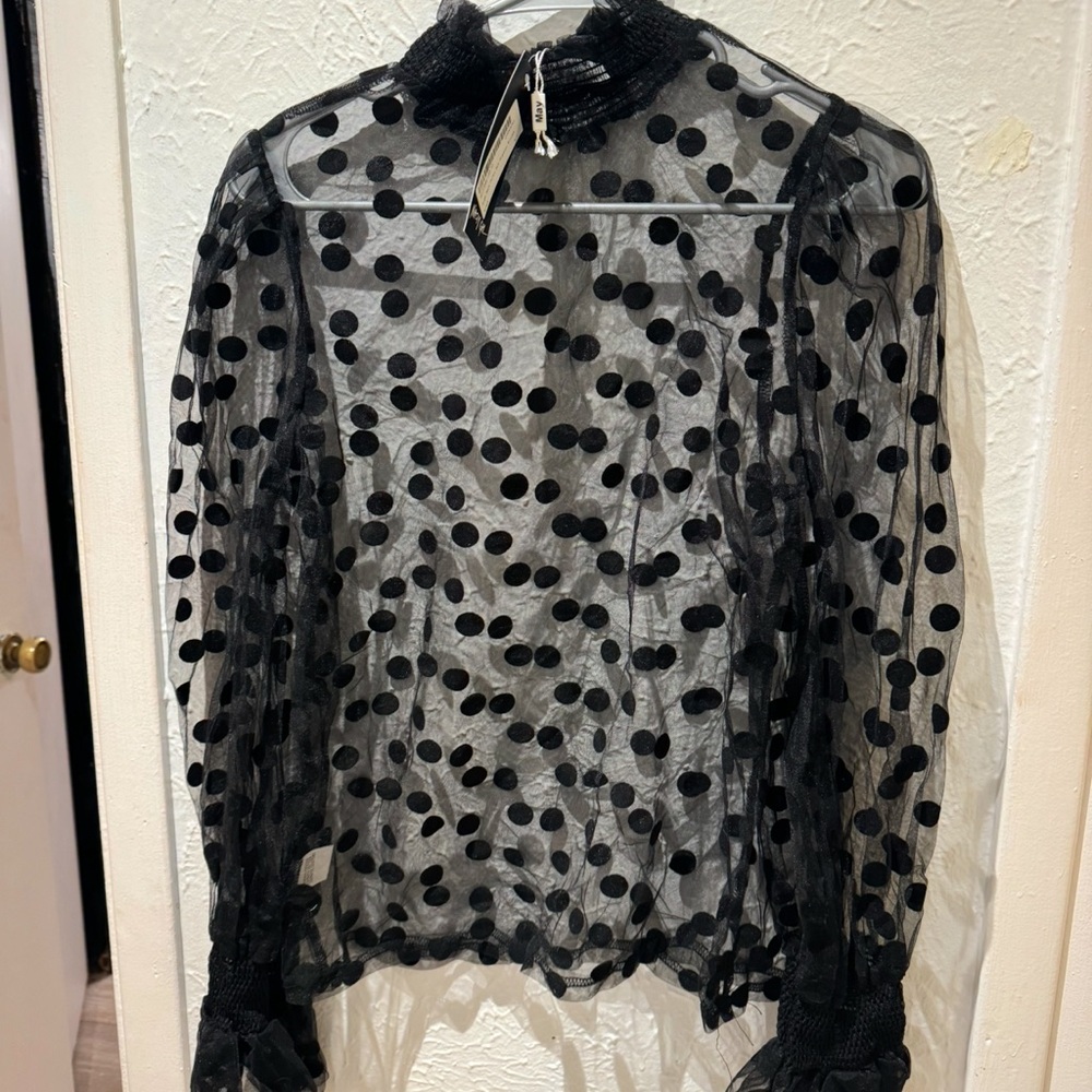 Black Polka Dot Sheer Top